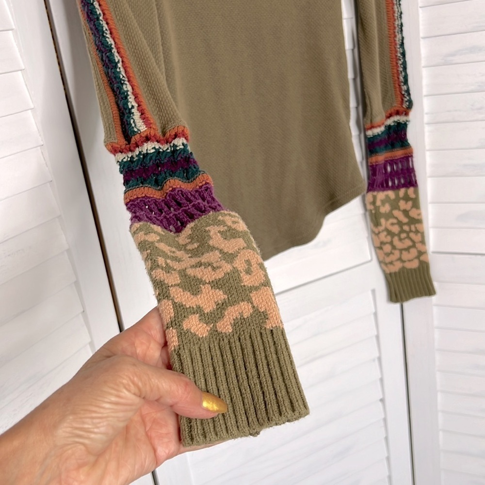 FREE PEOPLE l Switch It Up Cuff Thermal Knit Long Sleeve Top Size XS - Picture 7 of 11